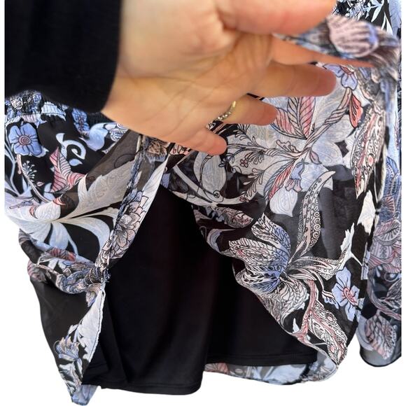 Floral Smocked Blouse Sz M Bell Sleeve Coquette Flowy Boho Feminine Peasant Art - Picture 3 of 14